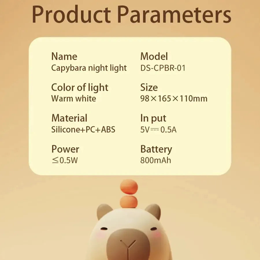Capybara Adorable Silicone LED Night Lamp Gifts (not for sale) Capybara Adorable Silicone LED Night Lamp