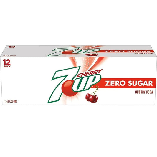 12 Pack 7up Cherry Zero Sugar Soda Pop (not for sale) 7up, TSAED, cases , Zero Sugar, 12 Pack, Bestseller Drinks
