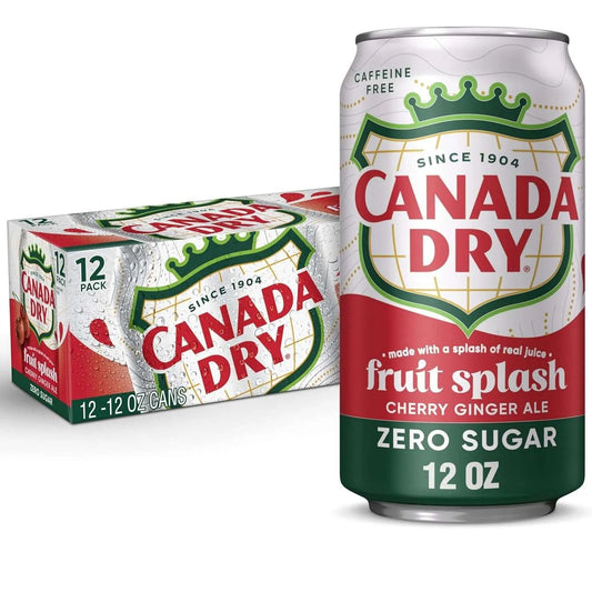 12 Pack Canada Dry Fruit Splash Cherry Ginger Ale Zero Sugar Soda Pop Canada Dry, TSAED, trending, 12 Pack, Zero Sugar, Bestseller Drinks