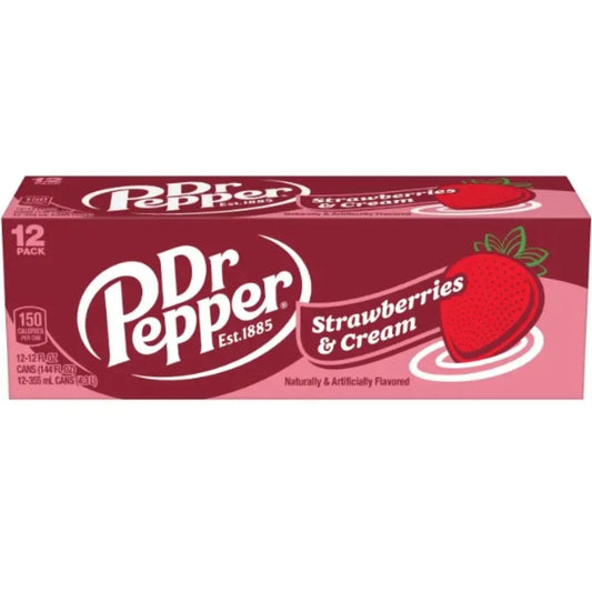 12 Pack Dr Pepper Strawberries & Cream Soda Pop (not for sale) Keurig Dr Pepper company, TSAED, cases, 12 Pack, Bestseller Drinks
