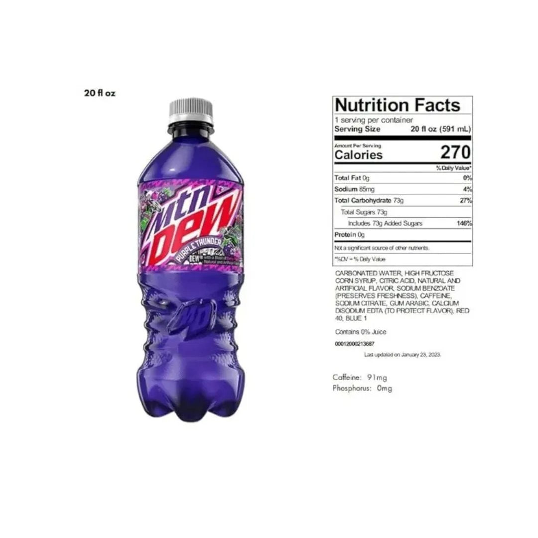 12 Pack Mtn Dew Purple Thunder (591ml) Soda Pop (not for sale) Mtn Dew, TSAED