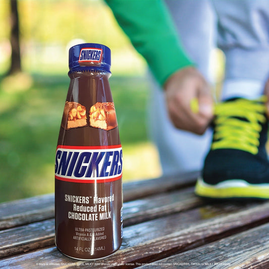 12 Pack Snickers Flavored Reduced Fat Chocolate Milk Drink, 414ml Drink Mixes Snickers, Trending, Latest products