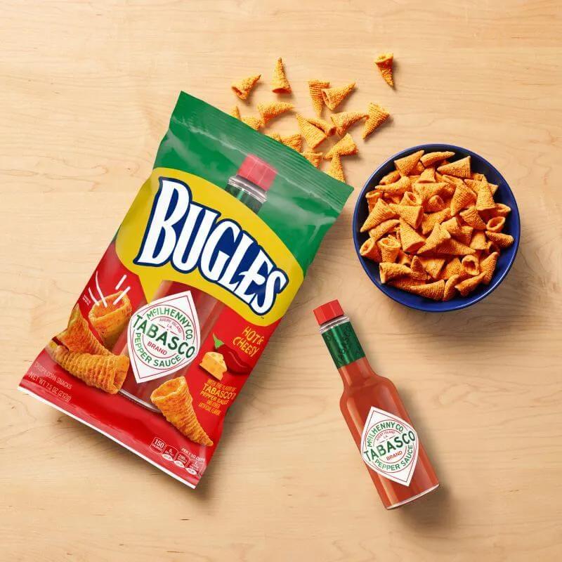 6 Pack Bugles Tobasco Flavor Snacks/Chips Bugles, TSASN&CH, bulk, cabestseller