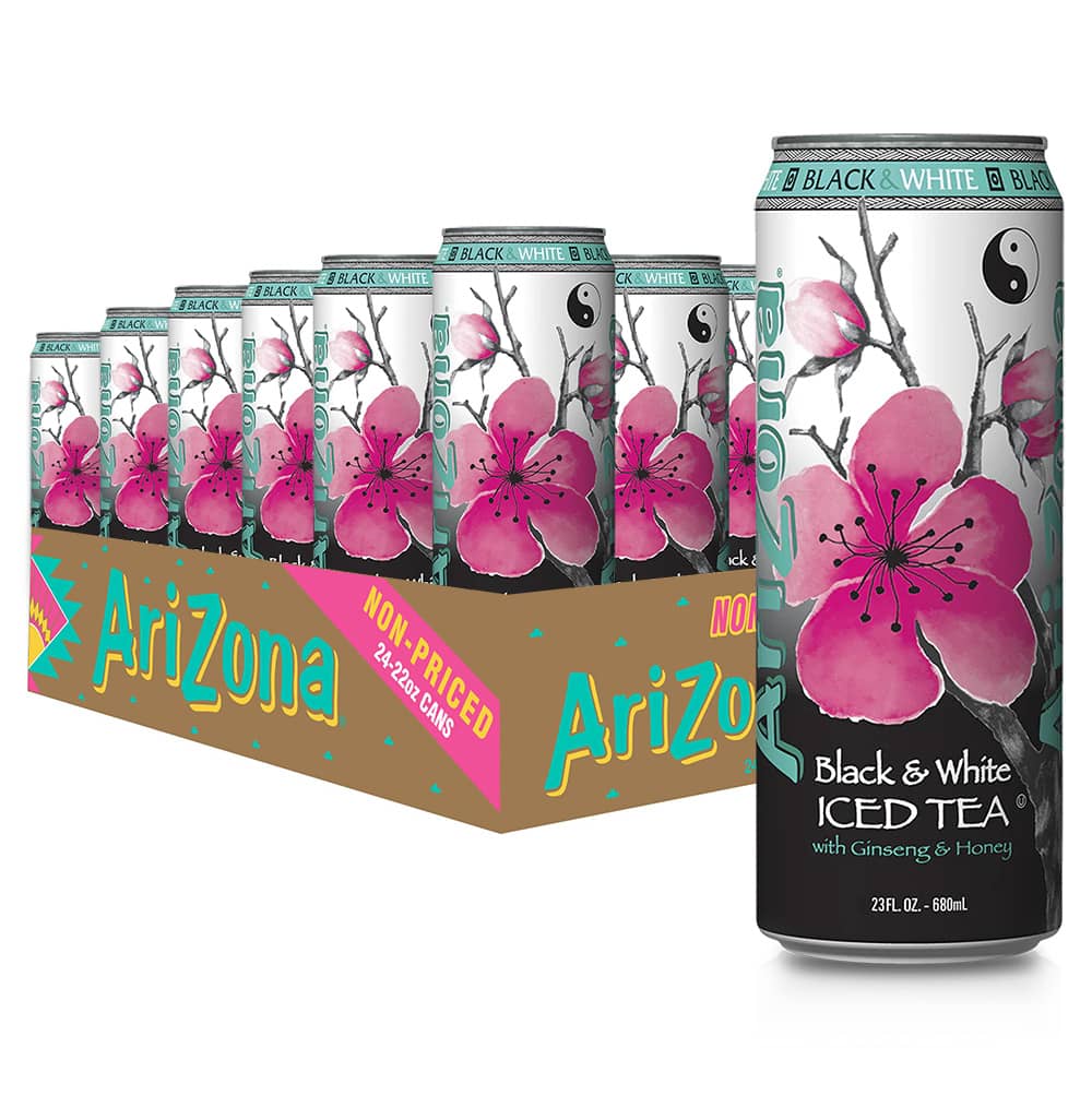 24 Pack Arizona Black & White Iced Tea Cans Soda Pop Arizona, 24 Pack, Cases