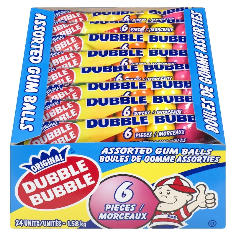 24 Pack Dubble Bubble Assorted Gum Balls 1.58Kg Candy Dubble Bubble ,Trending Products