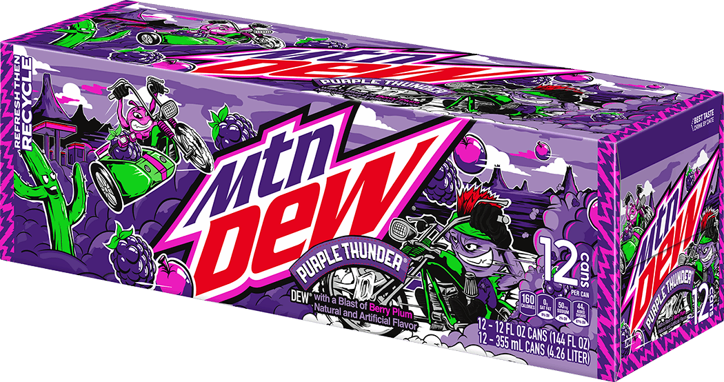 12 Pack Mtn Dew Purple Thunder Soda Pop (not for Sale) Mtn Dew, 12 Pack, Cases, Bestseller Drinks