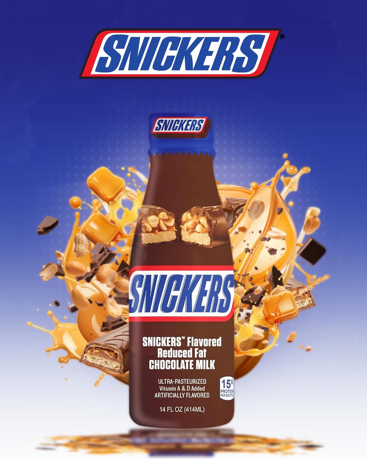 12 Pack Snickers Flavored Reduced Fat Chocolate Milk Drink, 414ml Drink Mixes Snickers, Trending, Latest products