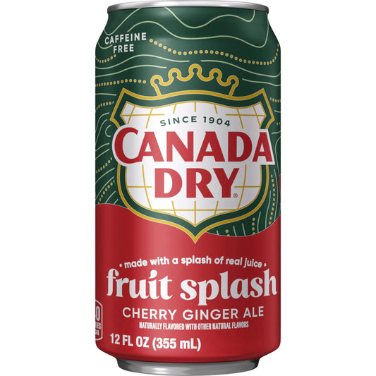 6 Pack Canada Dry Fruit Splash Cherry Ginger Ale Soda Pop Canada Dry, TSAED, Cases, 6 Pack