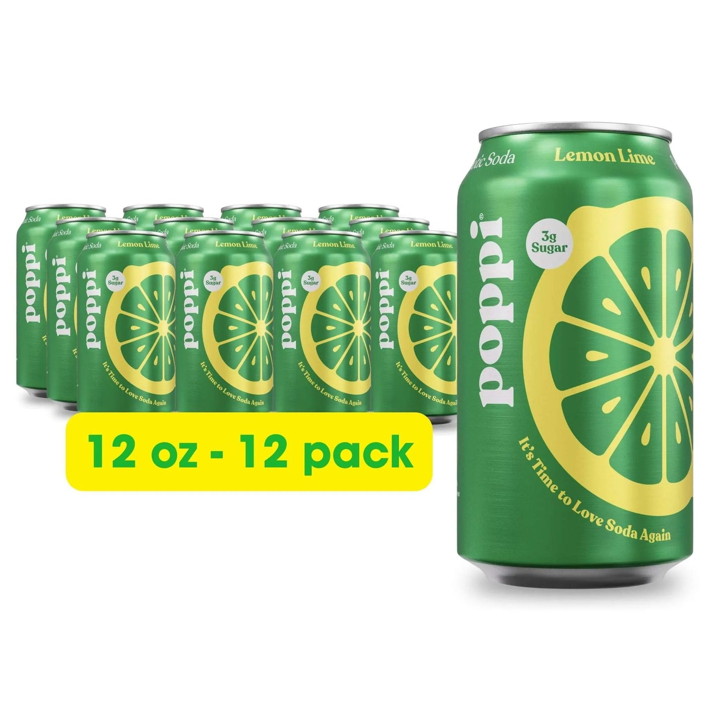 12 Pack - Poppi Lemon Lime Soda Pop (not for Sale) Poppi, 12 Pack, Cases