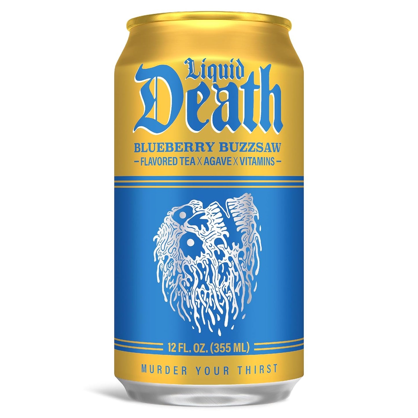 24 Pack Liquid Death Blueberry Buzzsaw Flavor Iced Tea Cans (12 Oz) Soda Pop (not for Sale) Liquid Death, 24 Pack, Cases