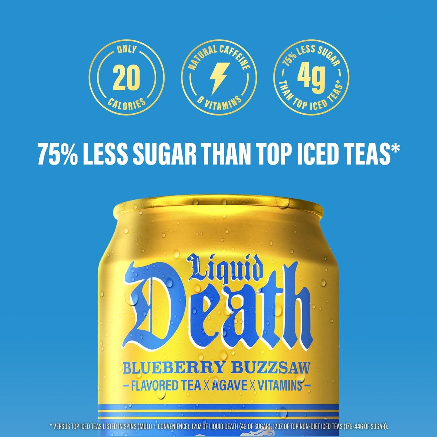 24 Pack Liquid Death Blueberry Buzzsaw Flavor Iced Tea Cans (12 Oz) Soda Pop (not for Sale) Liquid Death, 24 Pack, Cases