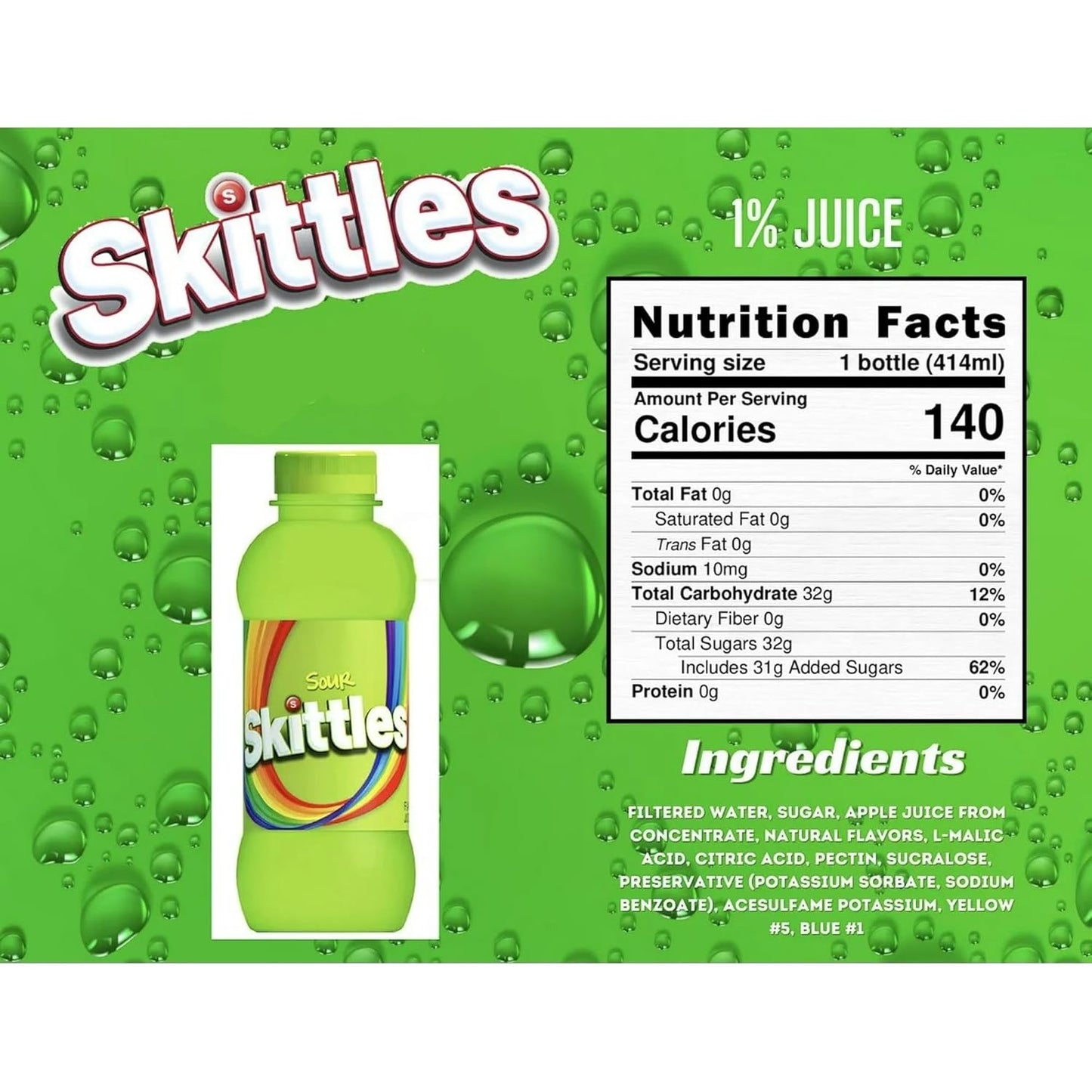 12 Pack Skittle Sour Flavored Drink 14Oz Soda Pop Skittles, trending products, Latest