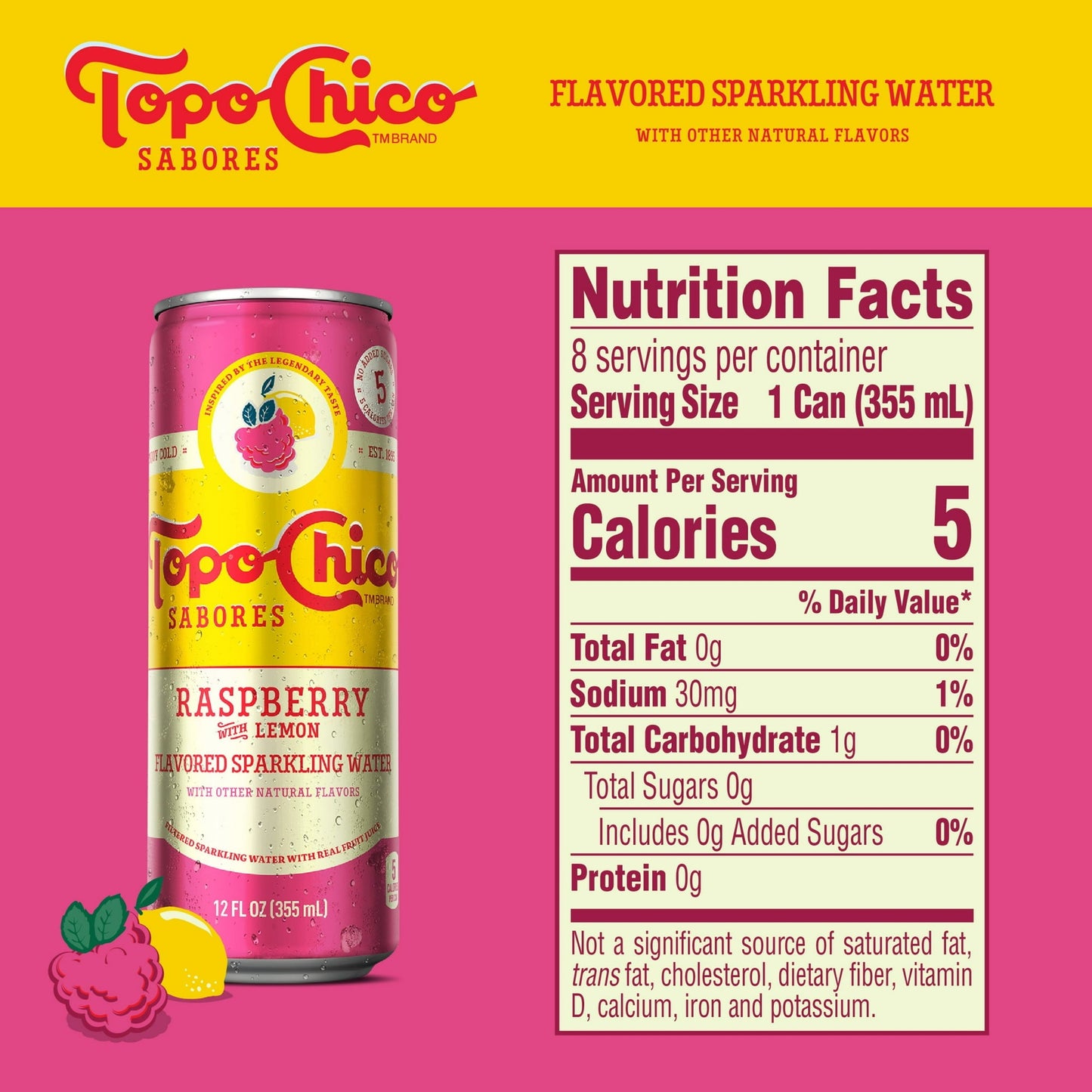 8 Pack Topo Chico Raspberry With Lemon Flavor Cans (12 Oz) Soda Pop Topo Chico, Latest Products, trending
