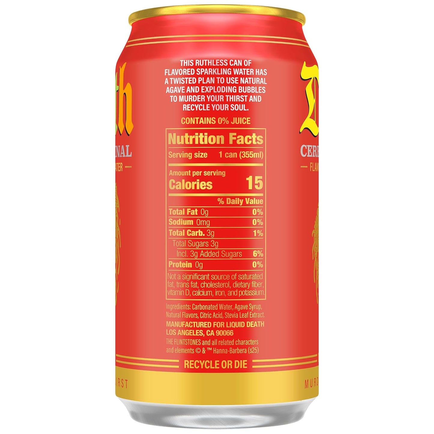 24 Pack Liquid Death Cereal Criminal Flavor Iced Tea Cans (12 Oz) Soda Pop (not for Sale) Liquid Death, 24 Pack, Cases