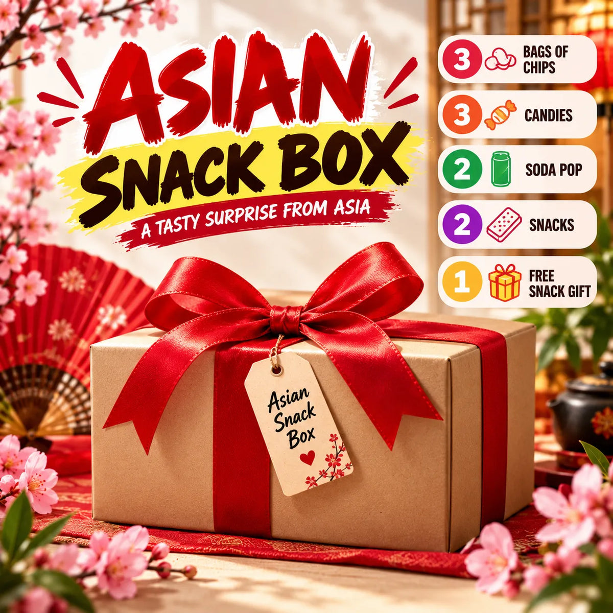 Asian Snack Box 10 Assorted Snacks with Gift