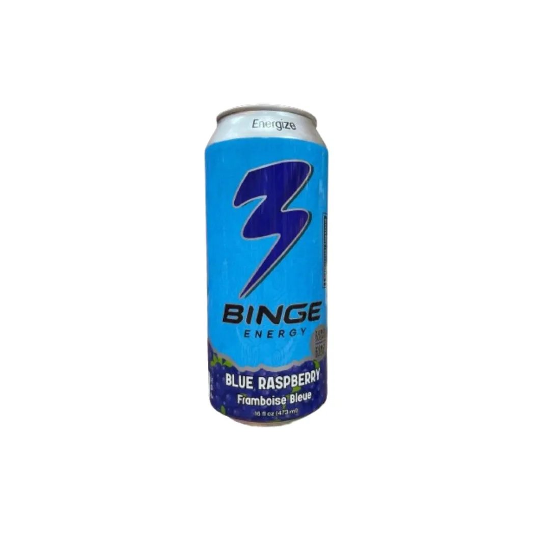 Binge Energy Blue Raspberry (473ml) Soda Pop (not for sale) Binge Energy, TSAED