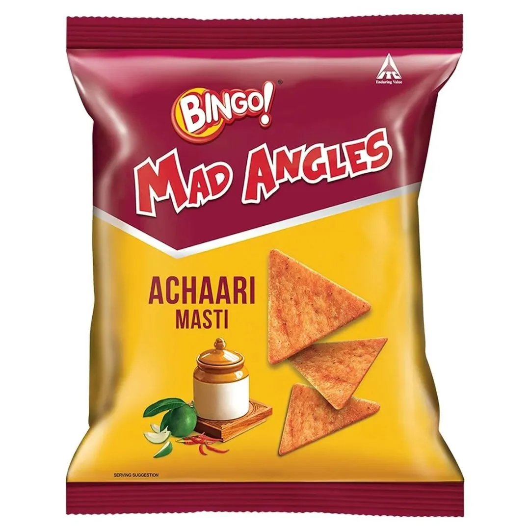 Bingo Mad Angles Achari Masti Corn Chips 33g Indian Candy, Snacks/Indian Chips (not for sale) Mad Angles, TSARC, TSAISC, TSAIS&C, TSAIS