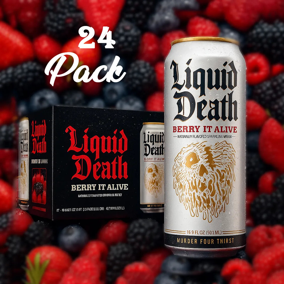 Liquid Death Berry It Alive 24 pack Soda Pop (not for sale) Liquid Death, TSAED