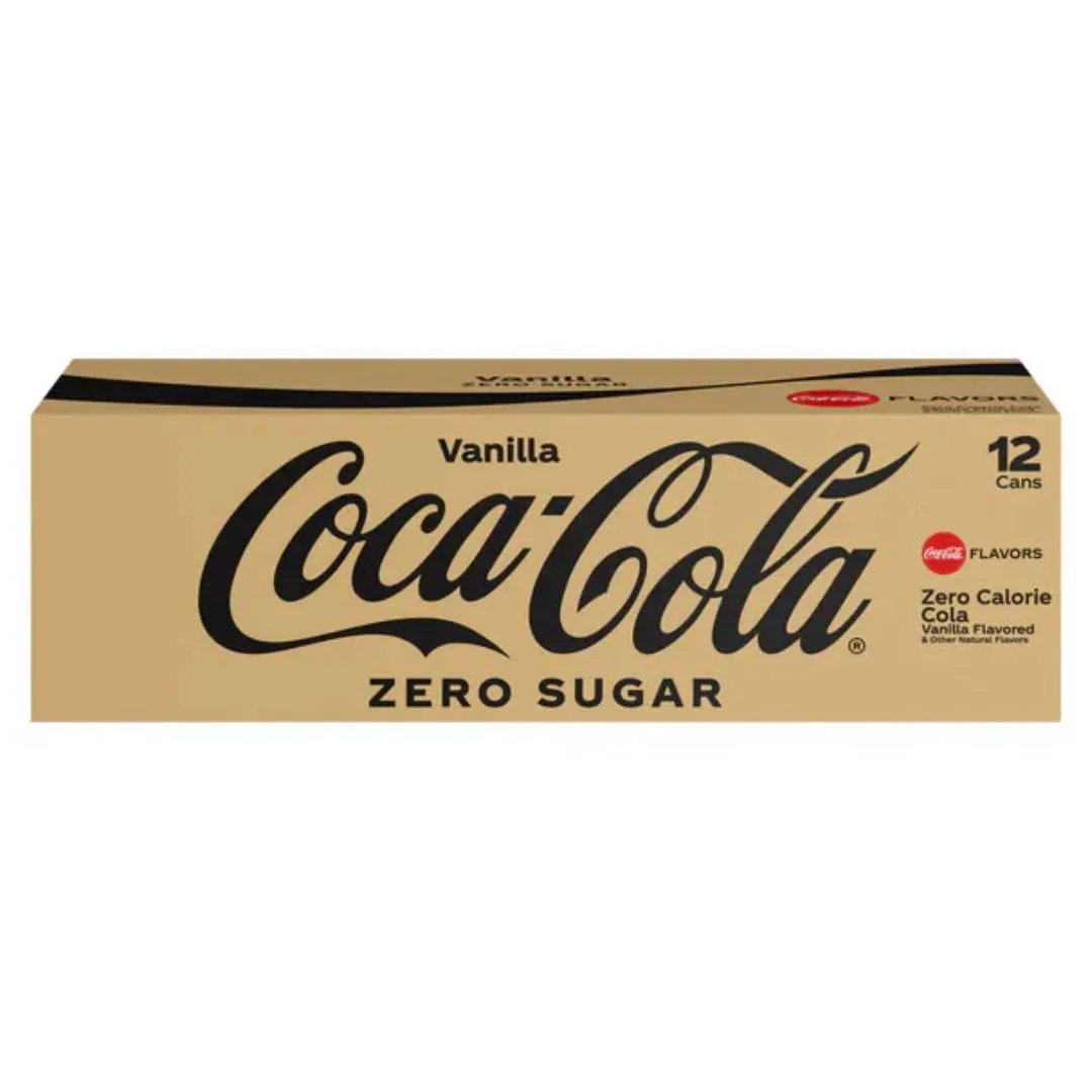12 Pack Coca Cola Vanilla Zero Sugar Soda Pop (not for sale) Coca Cola, TSAED, cases, Zero Sugar, 12 Pack, Bestseller, Bestseller Drinks