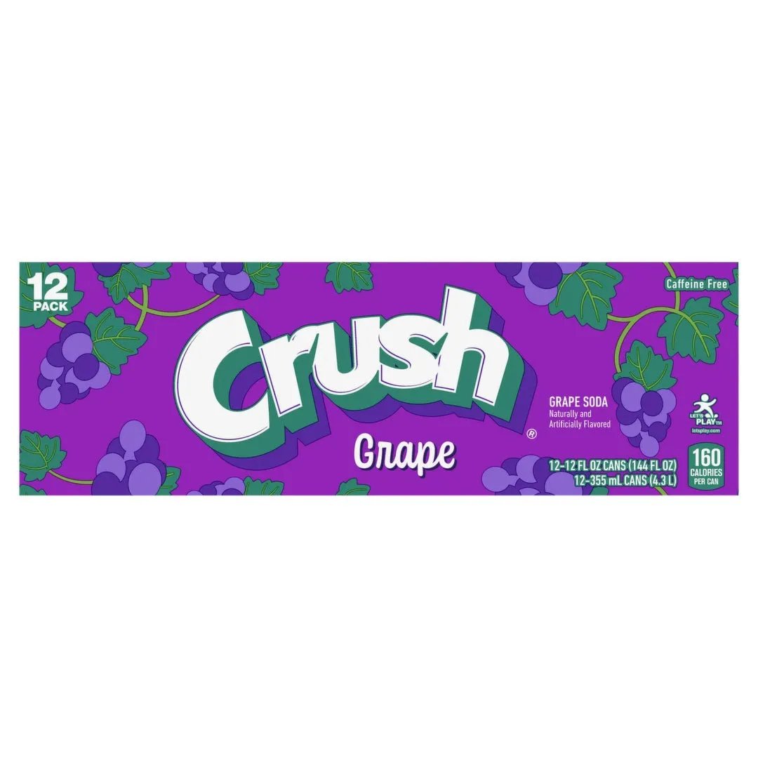 12 Pack Crush Grape USA Soda Pop (not for sale) Crush, TSAED, 12 Pack, Cases