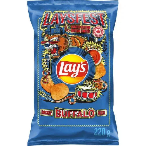 Lays Rockin' Buffalo Flavoured Potato Chips, 220g Snacks/Chips Lays, trending products