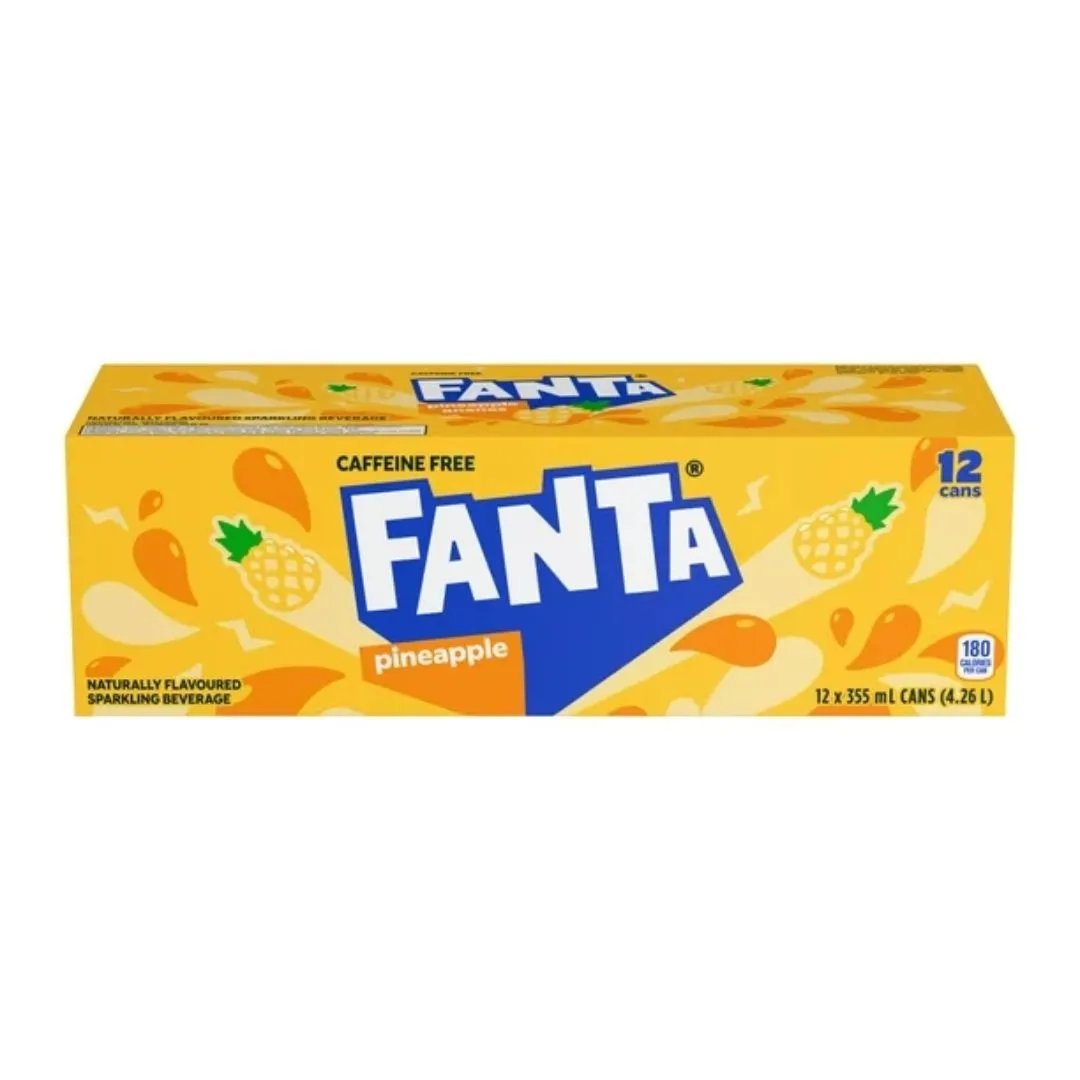 12 Pack Fanta Pineapple USA Soda Pop (not for sale) Fanta, TSAED, cases, 12 Pack