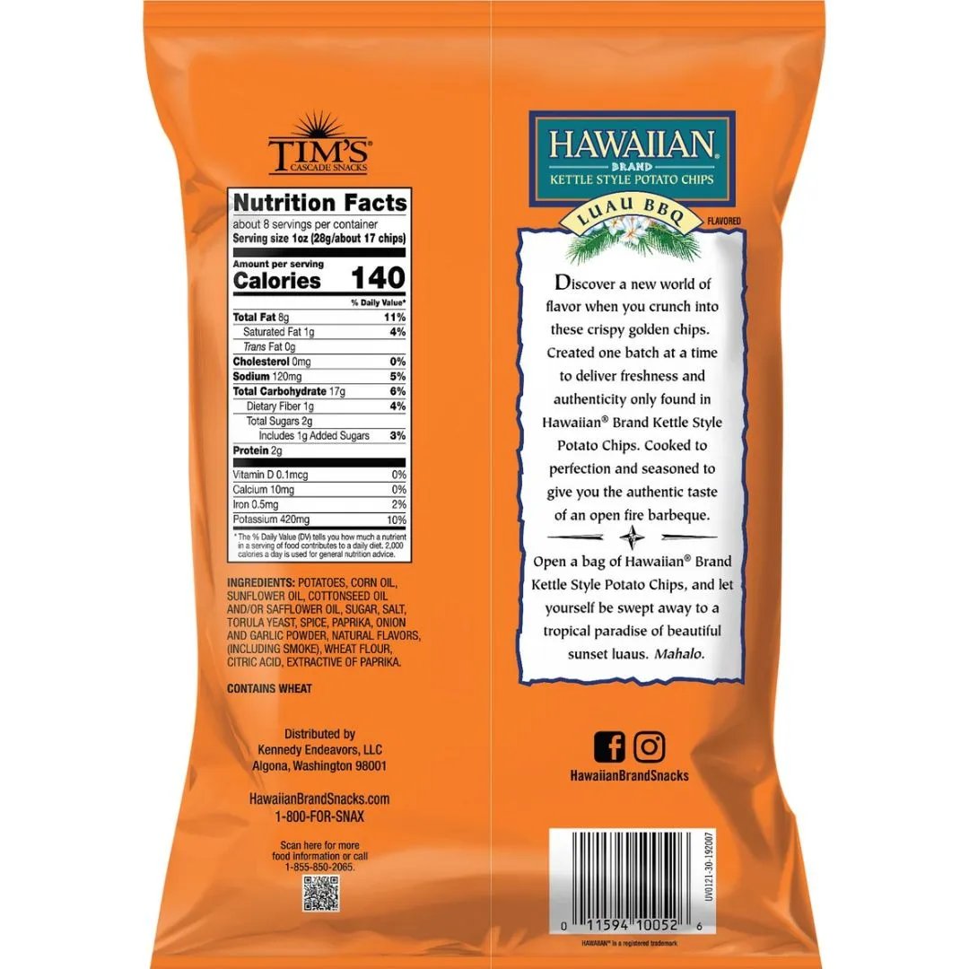 Hawaiian Brand - Luau BBQ Flavoured 212.6g Snacks/chips (not for sale) Hawaiian chips, trending products, bestseller