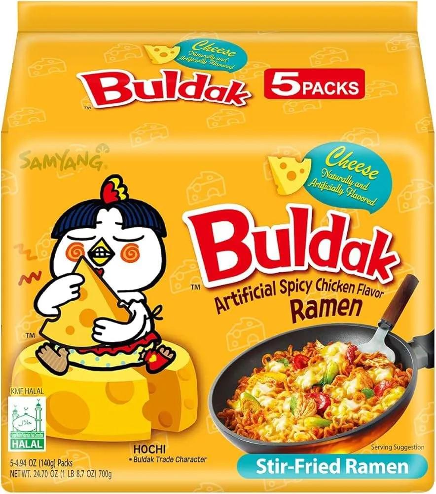 5 Pcs. Buldak Samyang Cheese Flavor Ramen Asian Snacks Buldak, trending products, bulk, TSAAS, asian
