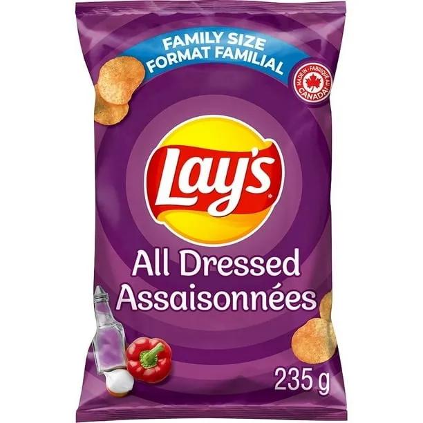 Lay's Potato Chips All Dressed, 235g Canadian Lays, TSAAS, TSASN&CH, TSAISC, TSAIS, usabestseller