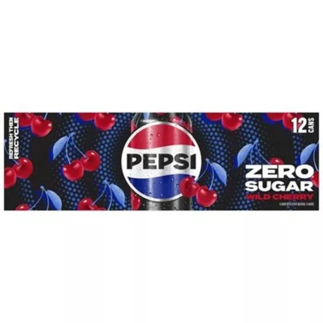 12 Pack Pepsi Wild Cherry Zero Sugar Soda Pop (not for sale) PepsiCo, TSAED, Zero Sugar, 12 Pack, Zero Sugar
