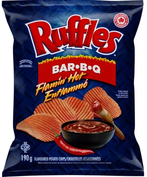 Ruffles Bar B Q Flamin' Hot Snacks/Chips, Mexican (not for sale) Ruffles, TSACS