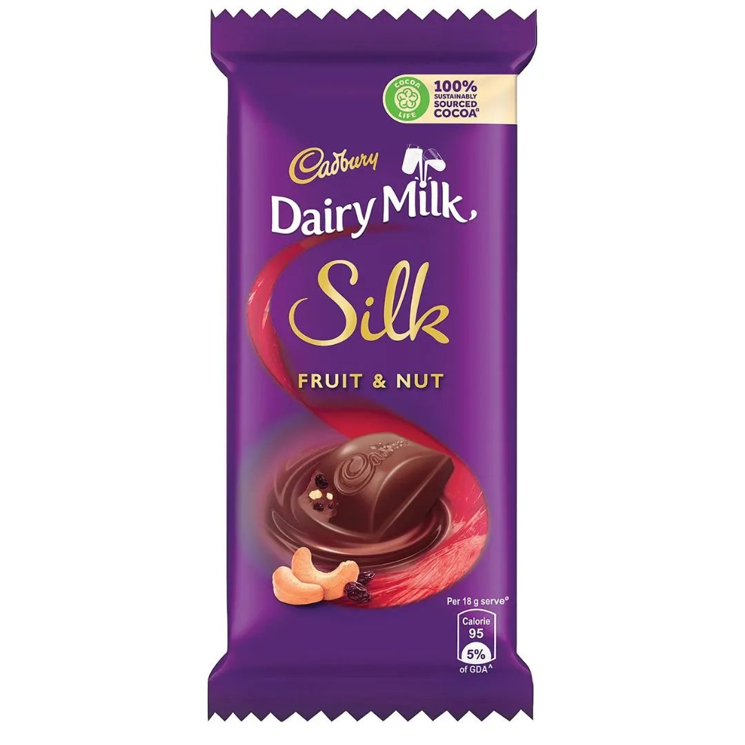 Dairy Milk Silk Fruit & Nut Chocolate Cadbury, TSARC, TSAISC, TSAIS&C, TSAIS