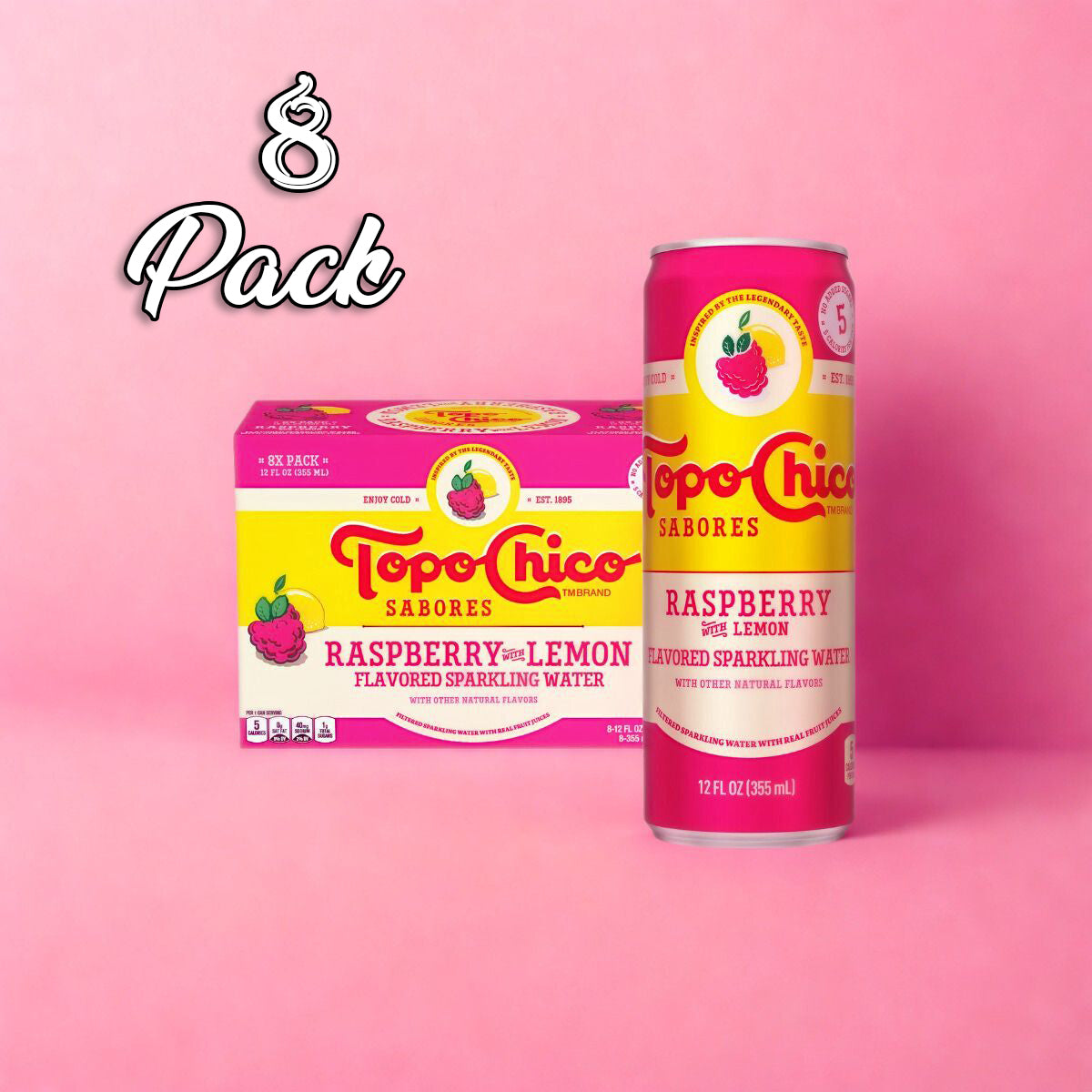 8 Pack Topo Chico Raspberry With Lemon Flavor Cans (12 Oz) Soda Pop Topo Chico, Latest Products, trending