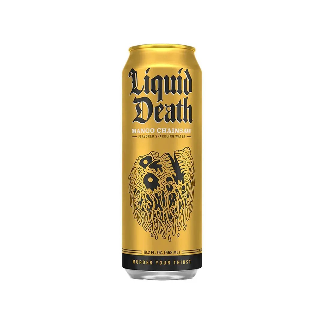 Liquid Death Mango Chainsaw 24 pack Soda Pop (not to sale) Liquid Death, TSAED, Bestseller Drinks