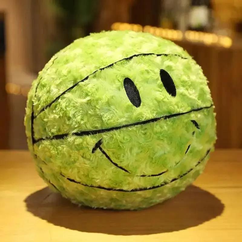 Smile Basketball Plushie Throw Pillow Green 30-32cm Quirky Stuff (not for sale) Smile Basketball Plushie Throw Pillow