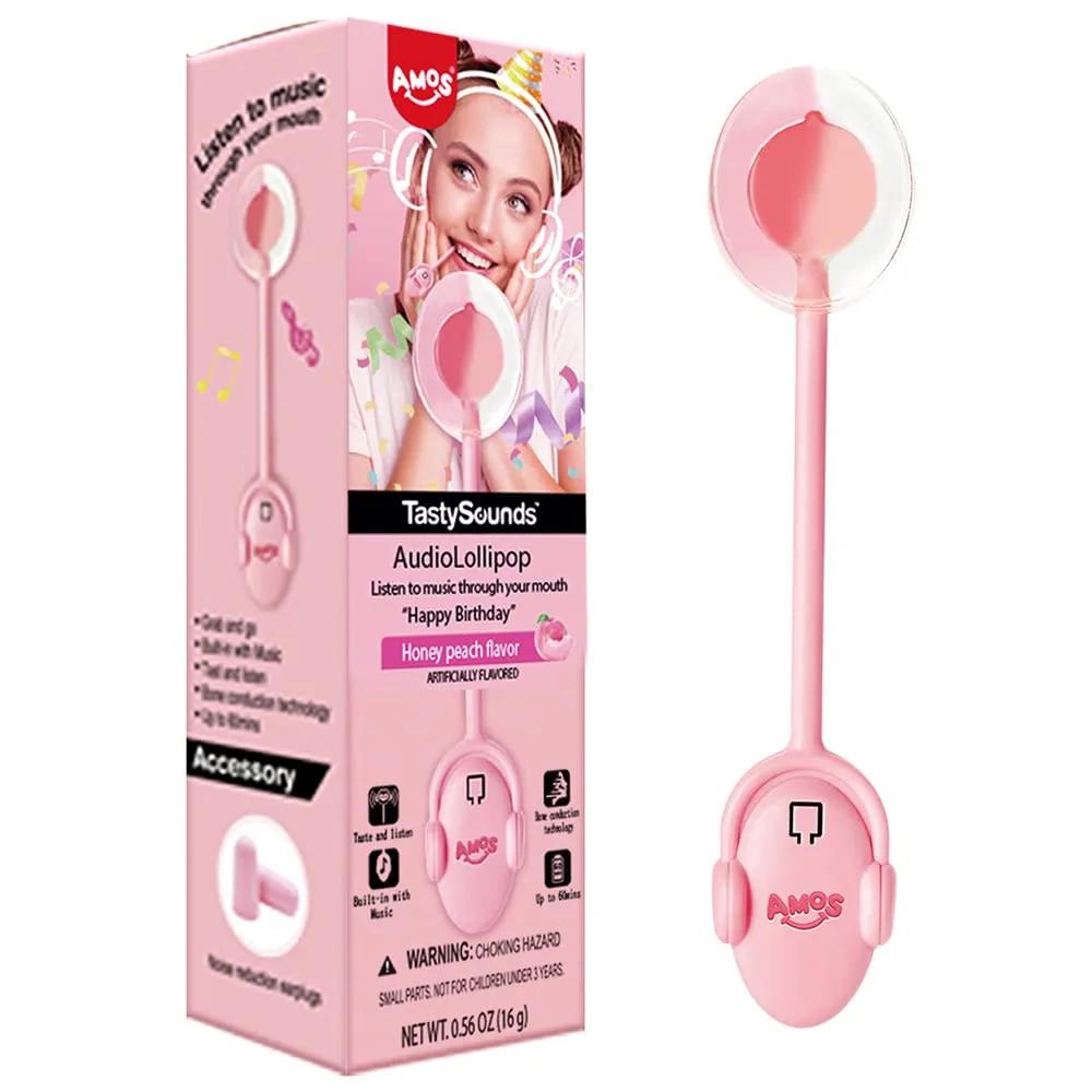 Amos Audio Lollipop Honey Peach Flavor Best Before Passed candy Amos 4D Peelerz, TSARC, trending products, Bestseller, USA