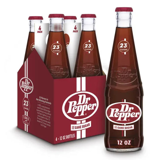 Dr. Pepper Nostalgic 4 Glass Bottles Soda Pop Keurig Dr Pepper company, TSAED