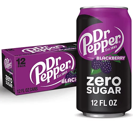 12 Pack Dr Pepper Blackberry Zero Sugar Soda Pop (not for sale) Keurig Dr Pepper company, TSAED, cases, Zero Sugar, 12 Pack, Bestseller, Bestseller Drinks