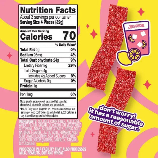Joyride Candy Sour Pink Lemonade Strips (100g) Sour Candy Joyride Candy, trending products, latest