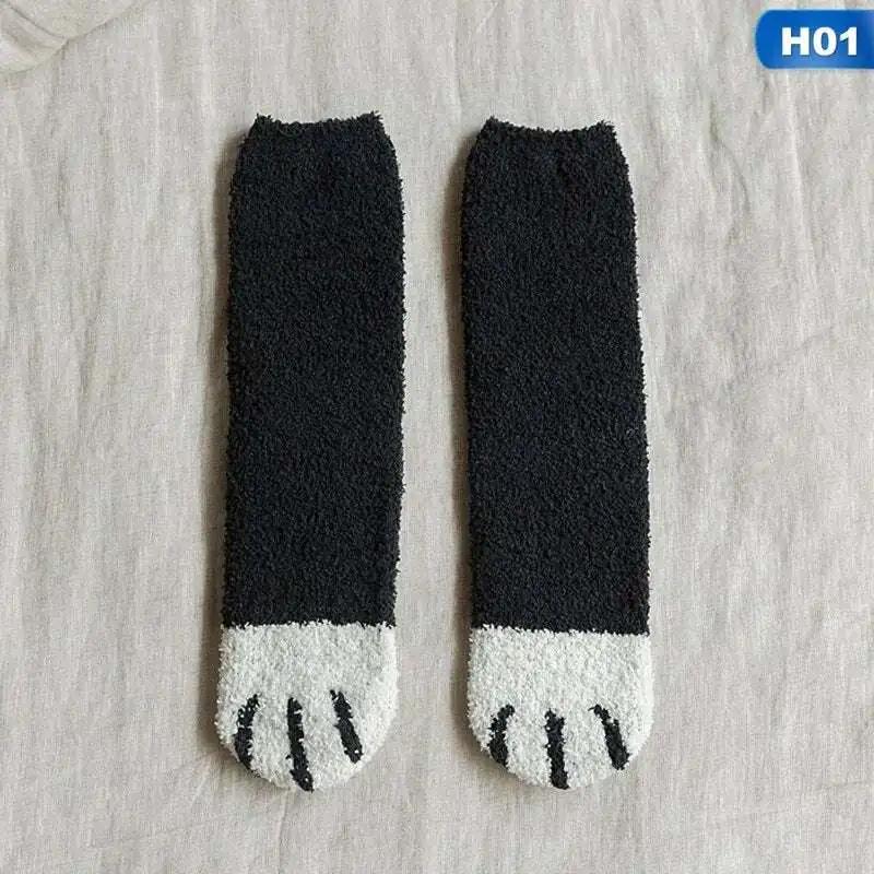 Plush Cat Paws Socks Black Quirky Stuff (not for sale) Cat Socks