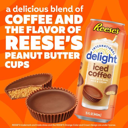 Reese’s Iced Coffee (15 Oz) Soda Pop (not to sale) International Delight, Cases, 6 Pack, Zero Sugar