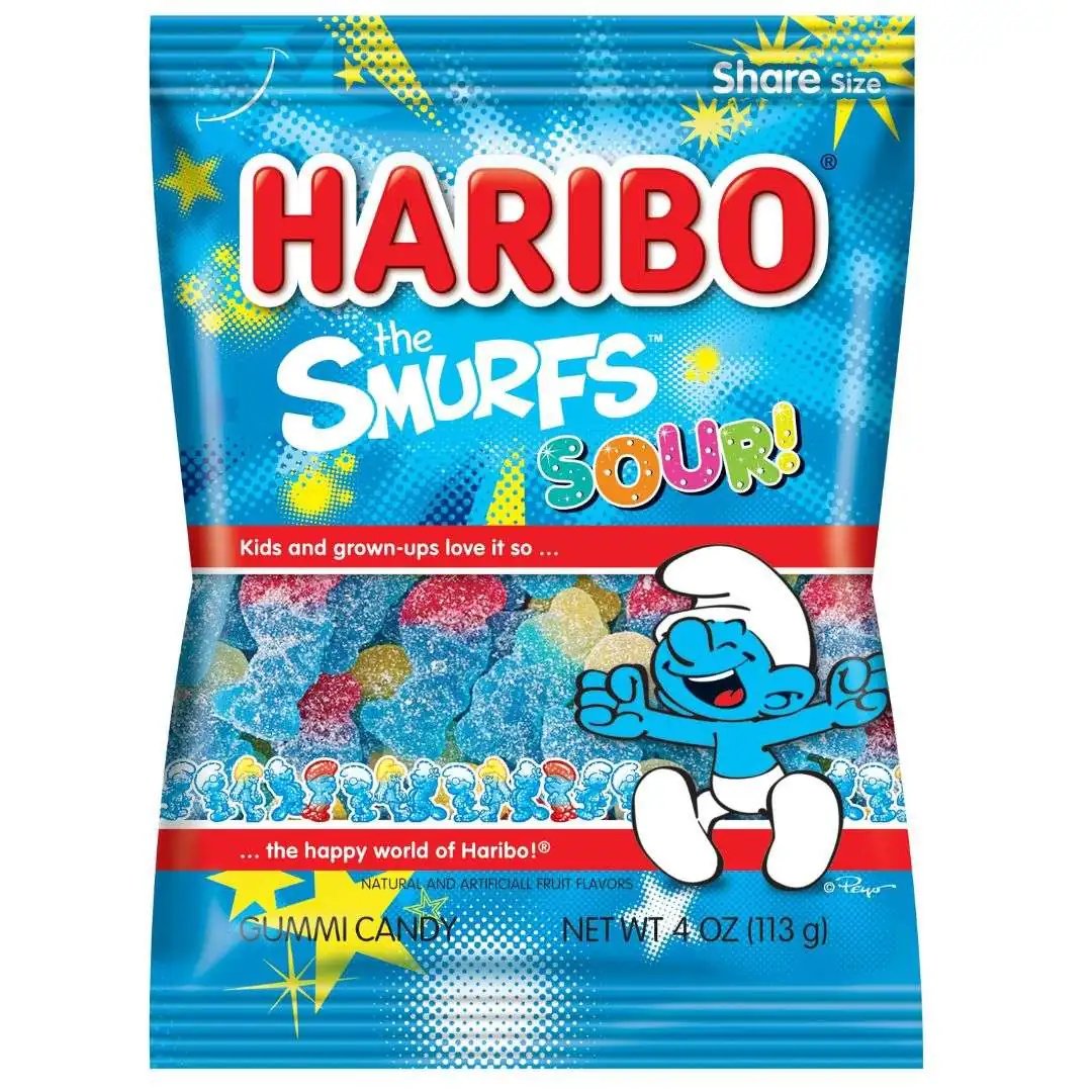 12 Pack Haribo Smurfs Sour - Candy from Haribo, TSARC, TSASN&CH, bulk