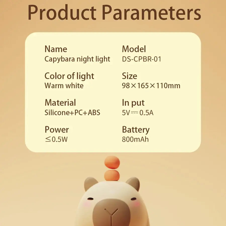 Capybara Adorable Silicone LED Night Lamp