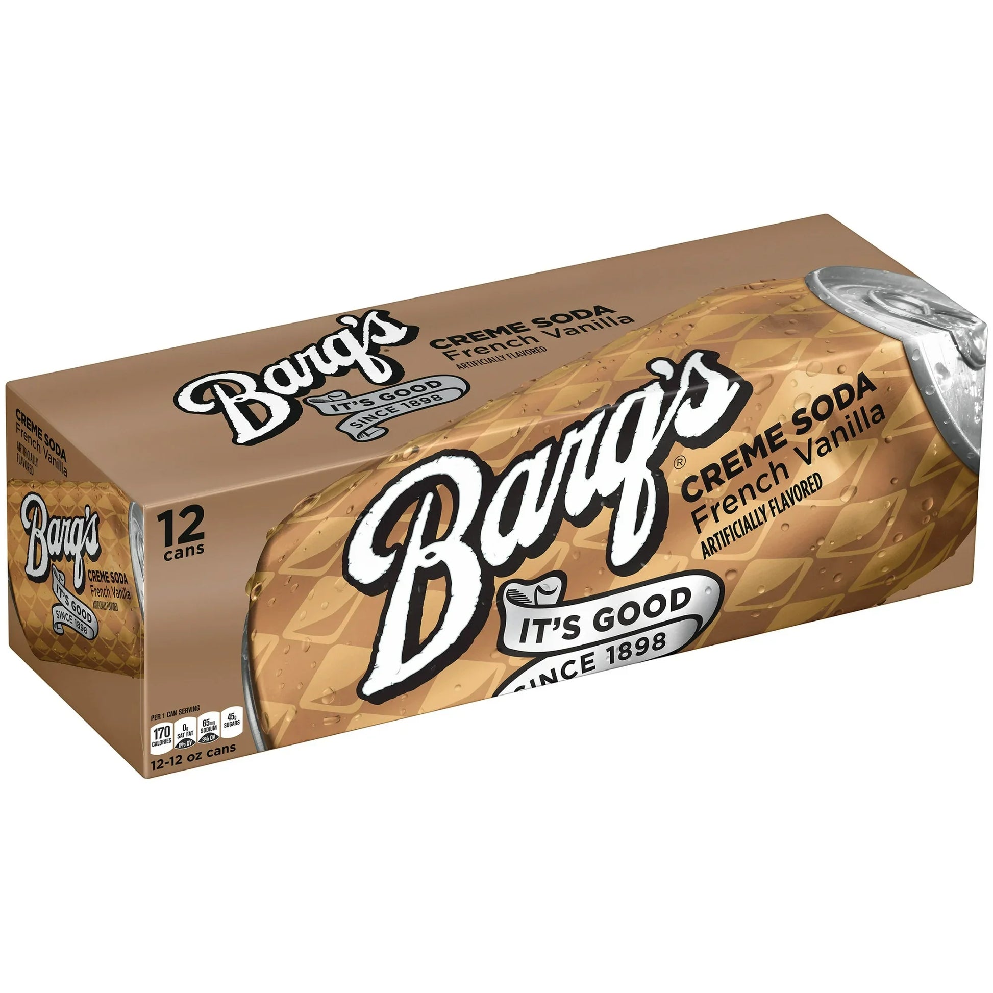12 Pack Barq's French Vanilla Cream Soda Soda Pop Barqs, TSAED, cases, 12 Pack, Bestseller Drinks