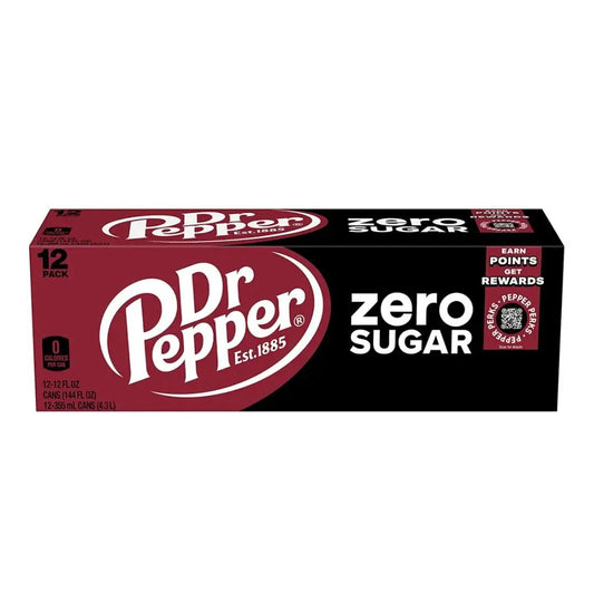 12 Pack Dr Pepper Zero Sugar Soda Pop Keurig Dr Pepper company, TSAED, cases, Zero Sugar, 12 Pack