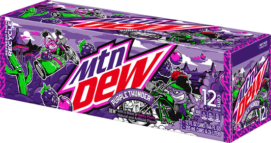 12 Pack Mtn Dew Purple Thunder Soda Pop (not for Sale) Mtn Dew, 12 Pack, Cases, Bestseller Drinks