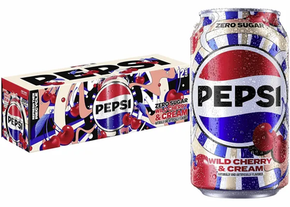 12 Pack Pepsi Cola Wild Cherry Cream Zero Sugar Soda (not for sale) Pepsi, trending products, 12 Pack, Zero Sugar, Bestseller, Bestseller Drinks