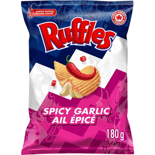 Ruffles Potato Chips Spicy Garlic Flavoured 180 G Snacks/Chips, Mexican (not for sale) Ruffles, TSACS, TSASN&CH, trending products, Latest Products