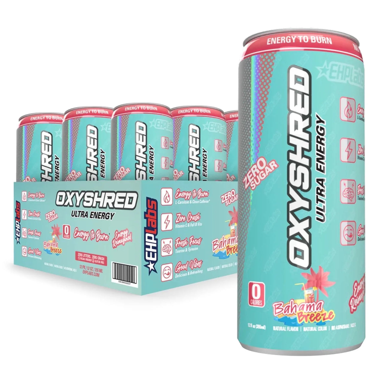 12 Pack Oxyshred Bahama Breeze Ultra Energy Zero Sugar