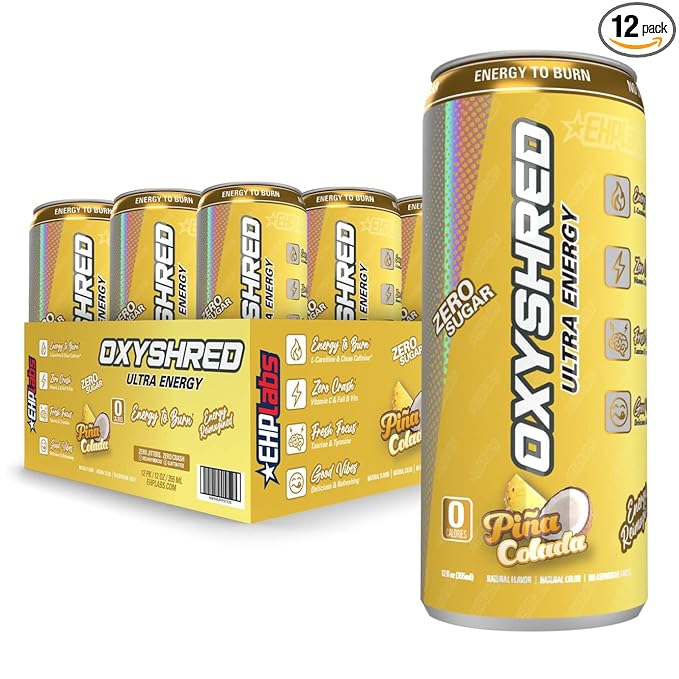 12 Pack Oxyshred Pina Colada Ultra Energy Zero Sugar